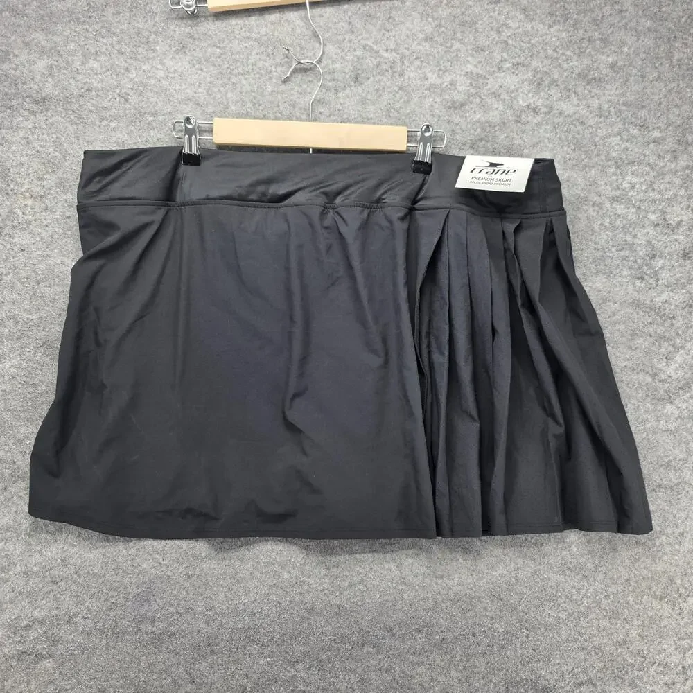 Crane Skort Womens 2XL Black Athletic Pull On Built-In Shorts Pockets Stretch